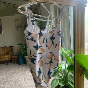 Lemon Printed Retro Low Back One Piece